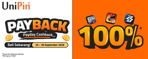 PAYBACK! Payday Cashback 100% dari UniPin Khusus Untuk Kamu yang Baru Gajian